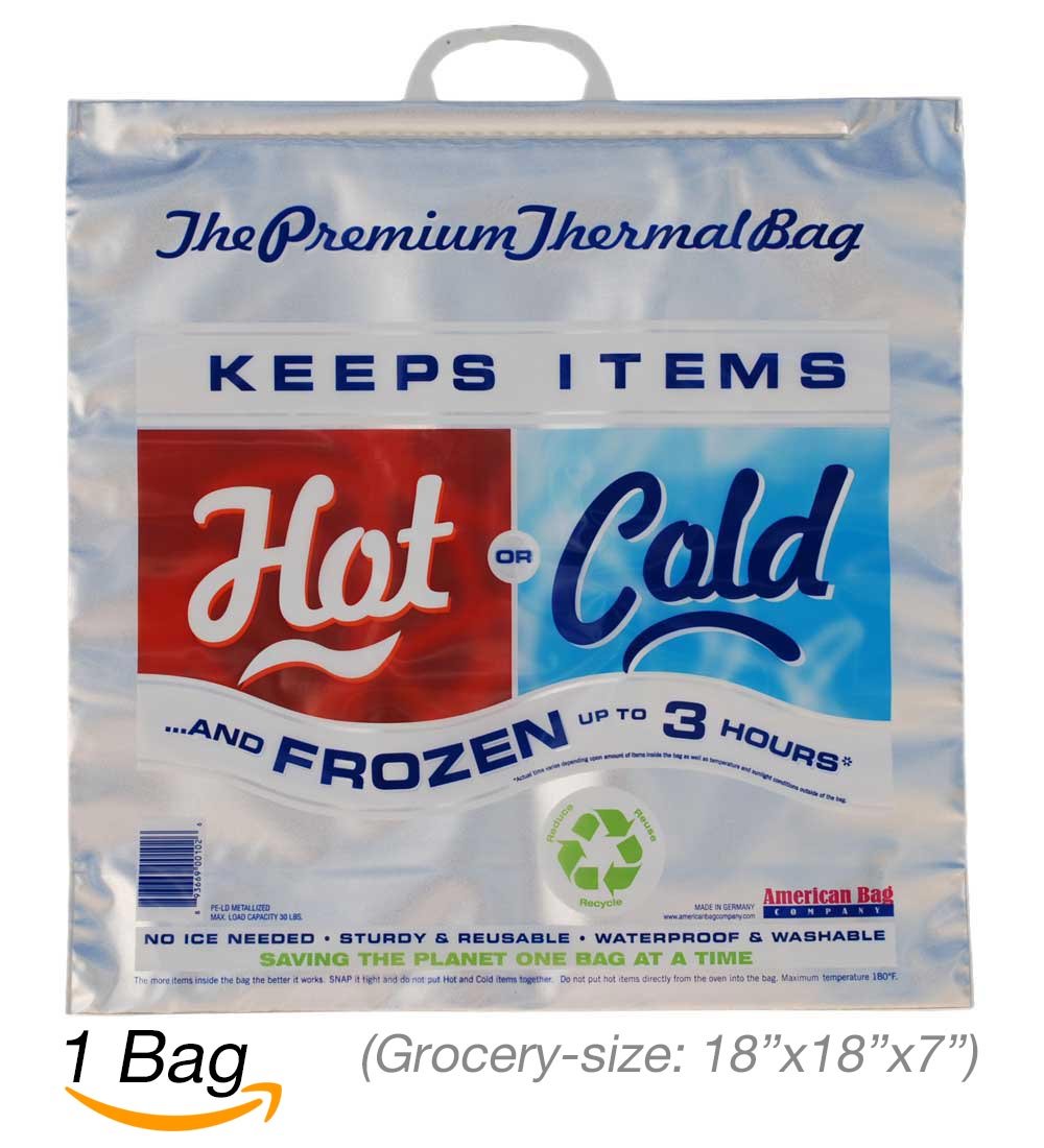 Hot Cold Bag Thermal Cooler, Grocery Size, Red/Blue