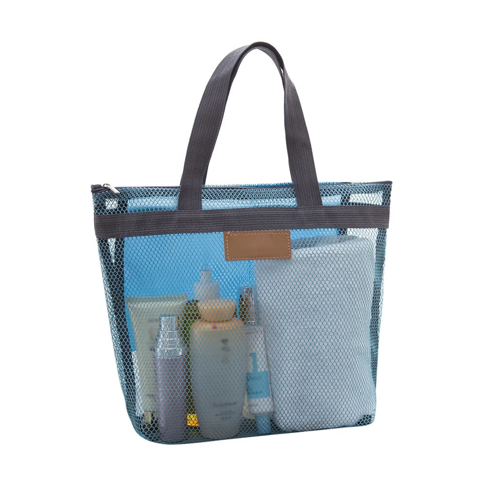 Pebipoo Mesh Shower Caddy Bag, Quick Dry Portable Tote Bag with Zipper and Inner Pocket, Lightweight Bath Organizer for College 