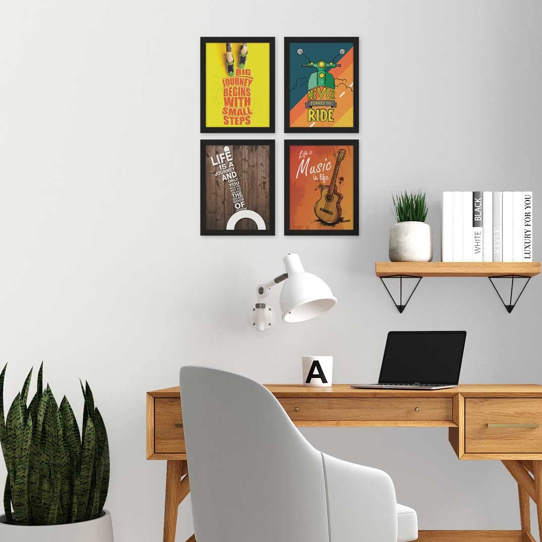 ArtX Paper Big Motivational Quote Wall Frame Art Painting, Multicolor, Inspirational, 10X13 in each, 20X26 inches combined, Set