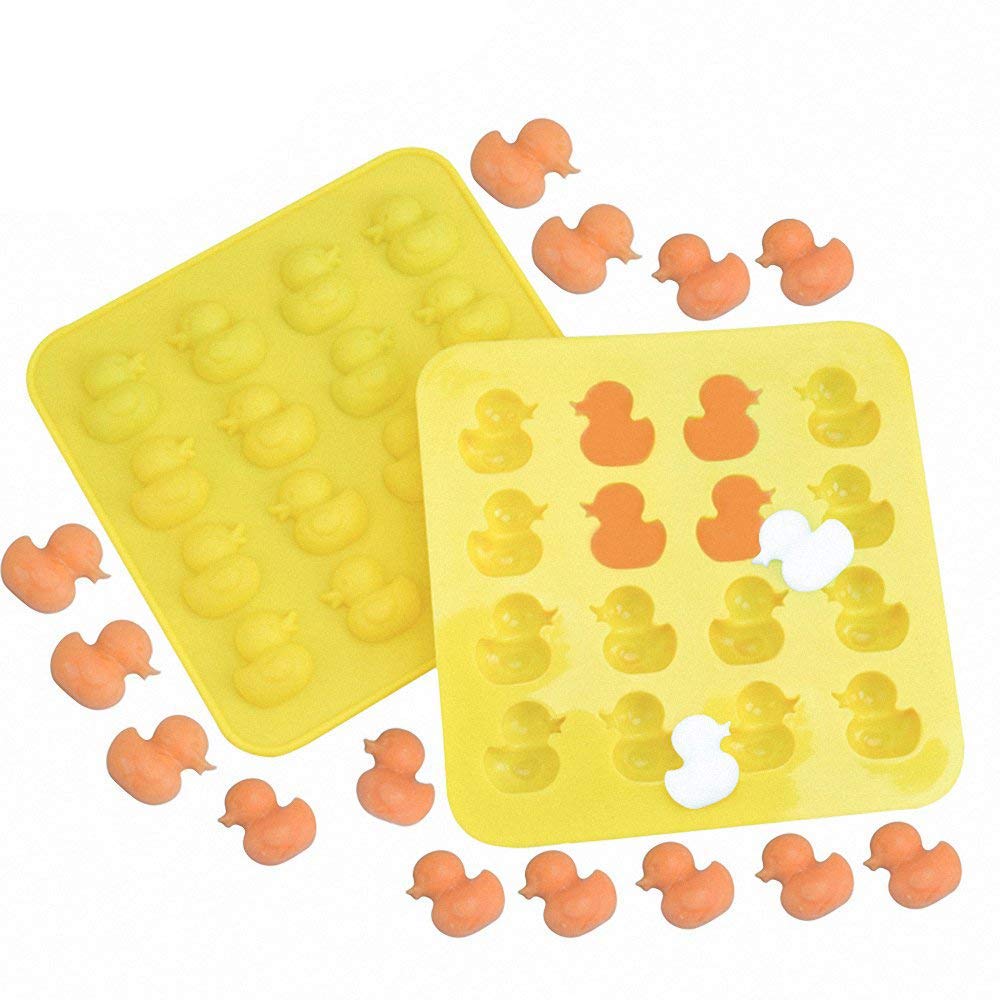 Moldfun 2-Pack Mini Size Rubber Duck Silicone Mold For Chocolate, Candy, Gummy, Jello, Ice Cube, Polymer Clay, Crayon Melt