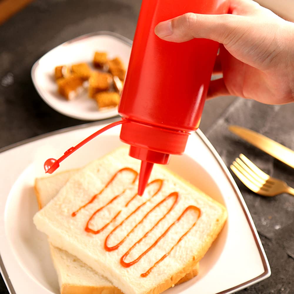 Condra Field Condiment Sauces Squeeze Bottles - (3Pcs-13.5Oz),With Leak-Proof Cap And Scale Line.Plastic Squeeze Squirt Bottles