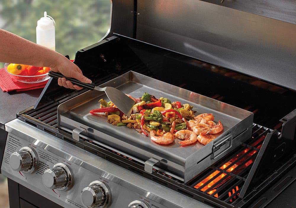 Mr. Bbq Portable Stainless Steel Bbq Griddle - Attach To Your Grill Or Bbq - Built In Grease Trough - Ideal For Tailgating, Back
