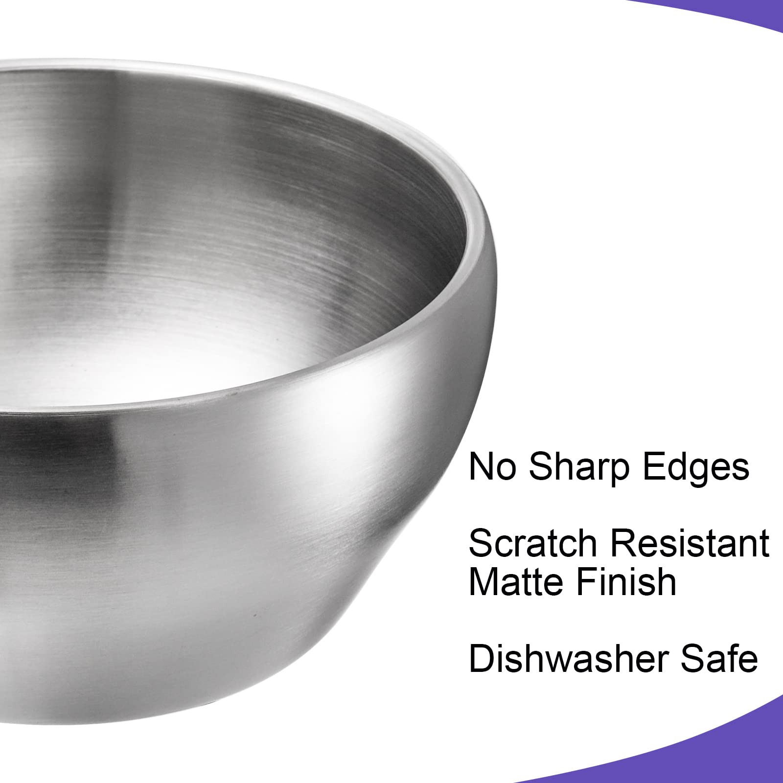 Youeon 3 Pack 25 Oz Sus304 Brushed Stainless Steel Bowls, Double Wall Insulated Bowl, Stainless Steel Soup Bowls, Metal Mixing B
