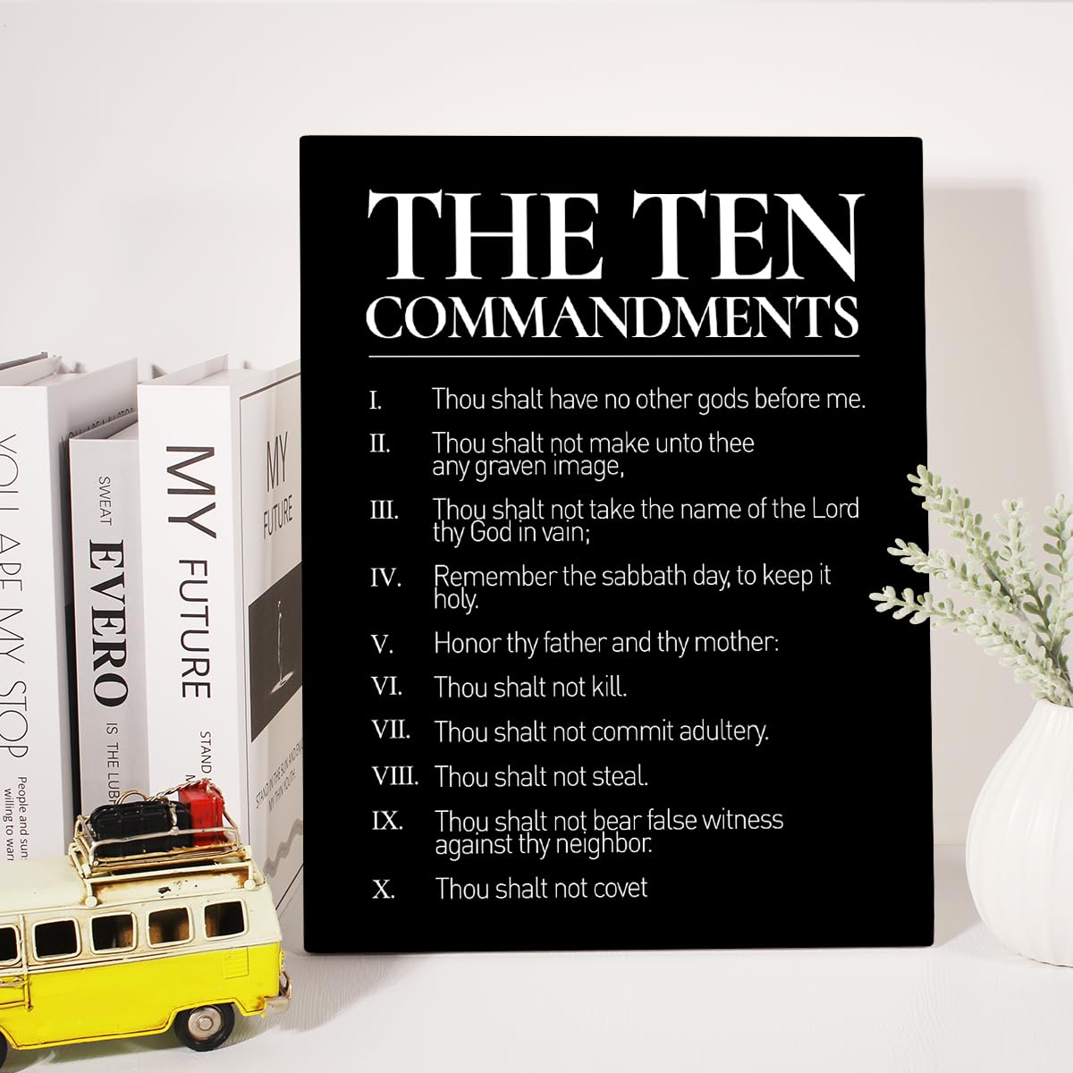 Christian Canvas Wall Art 10 Commandments Canvas Print Positive Scripture Canvas Painting Home Bedroom Wall Decor Framed Gift 12