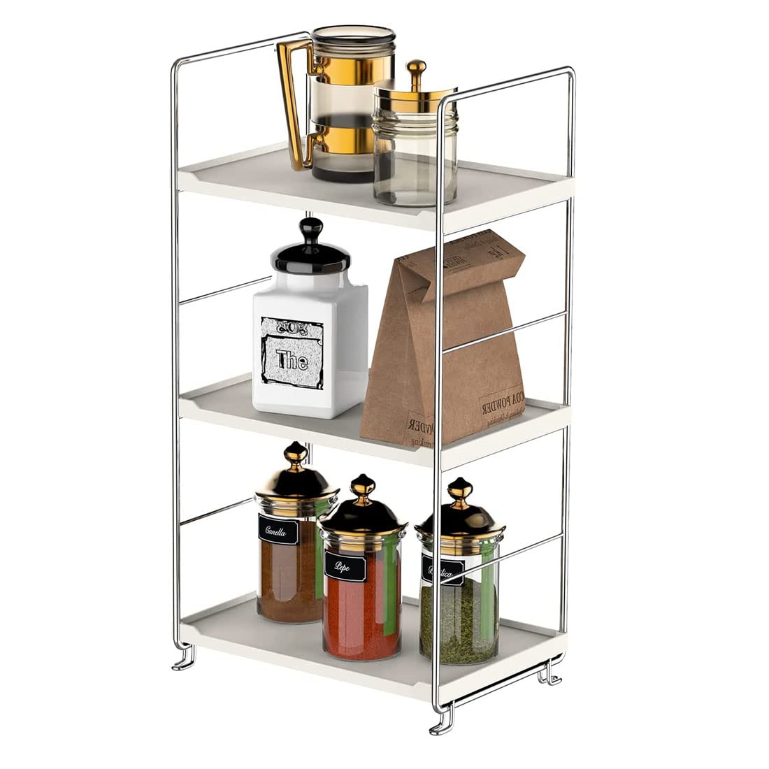 3-Tier Bathroom Countertop Organizer -Makeup Organizer -Corner Storage Shelf- Kitchen Spice Rack Standing Shelf-Great For Vanity