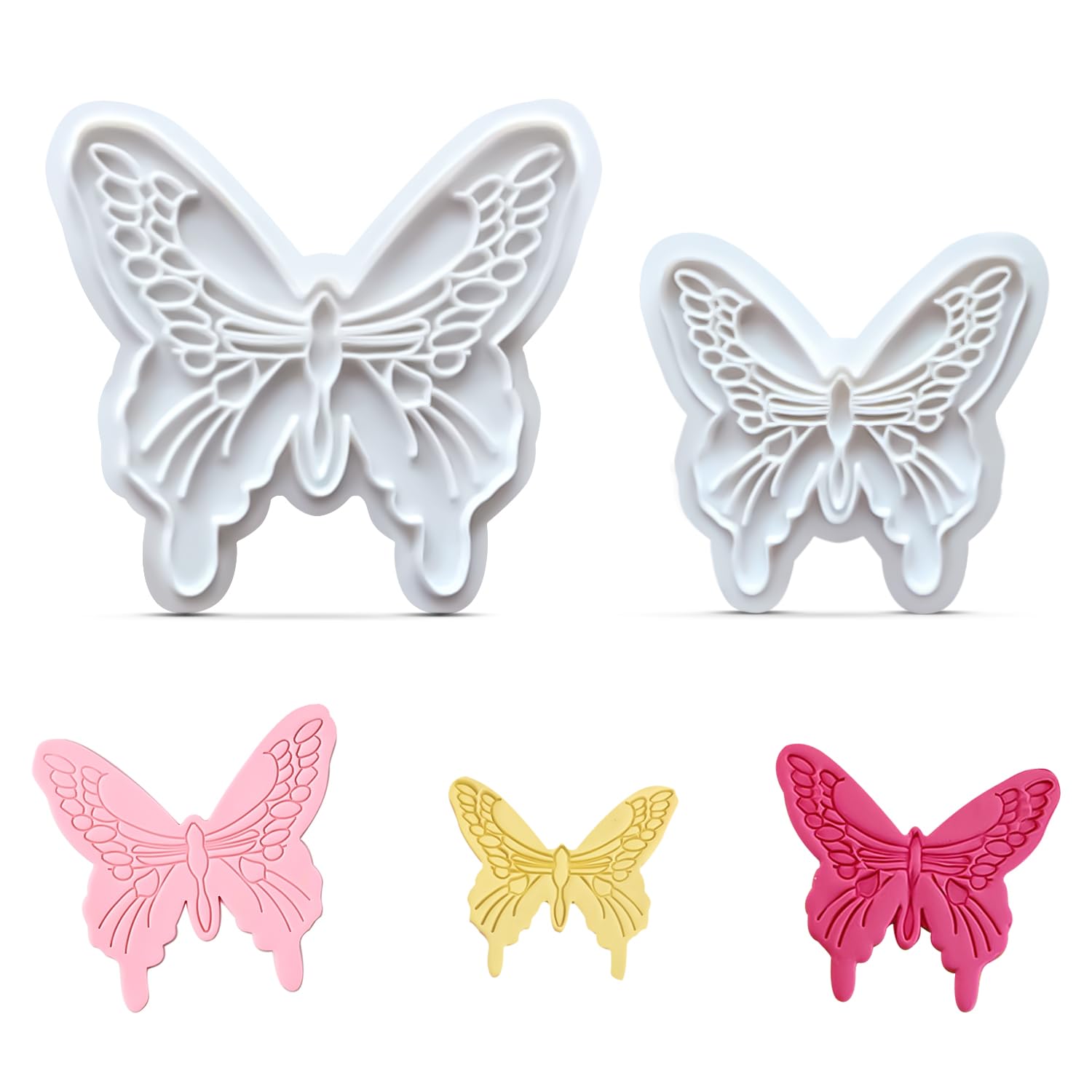 Kalaien 2Pcs Butterfly Sugarcraft Cookie Cutters Diy Embossing Cutter For Cake Decorating