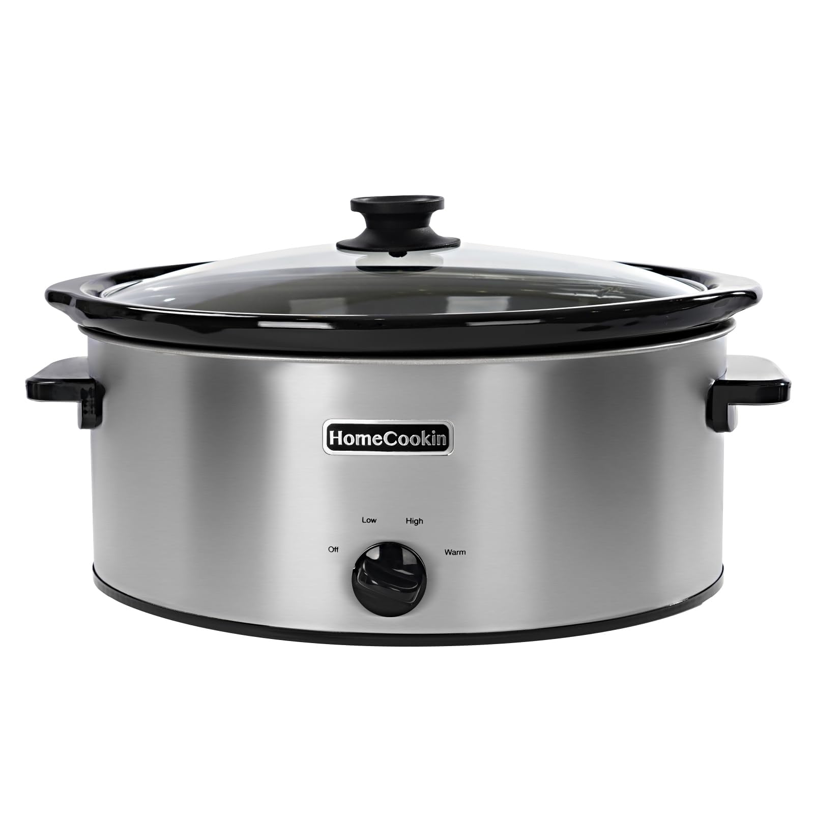 HOMECOOKIN 8 Quart Slow Cooker Oval Manual Pot Food Warmer with 3 Cooking Settings, Stainless Steel