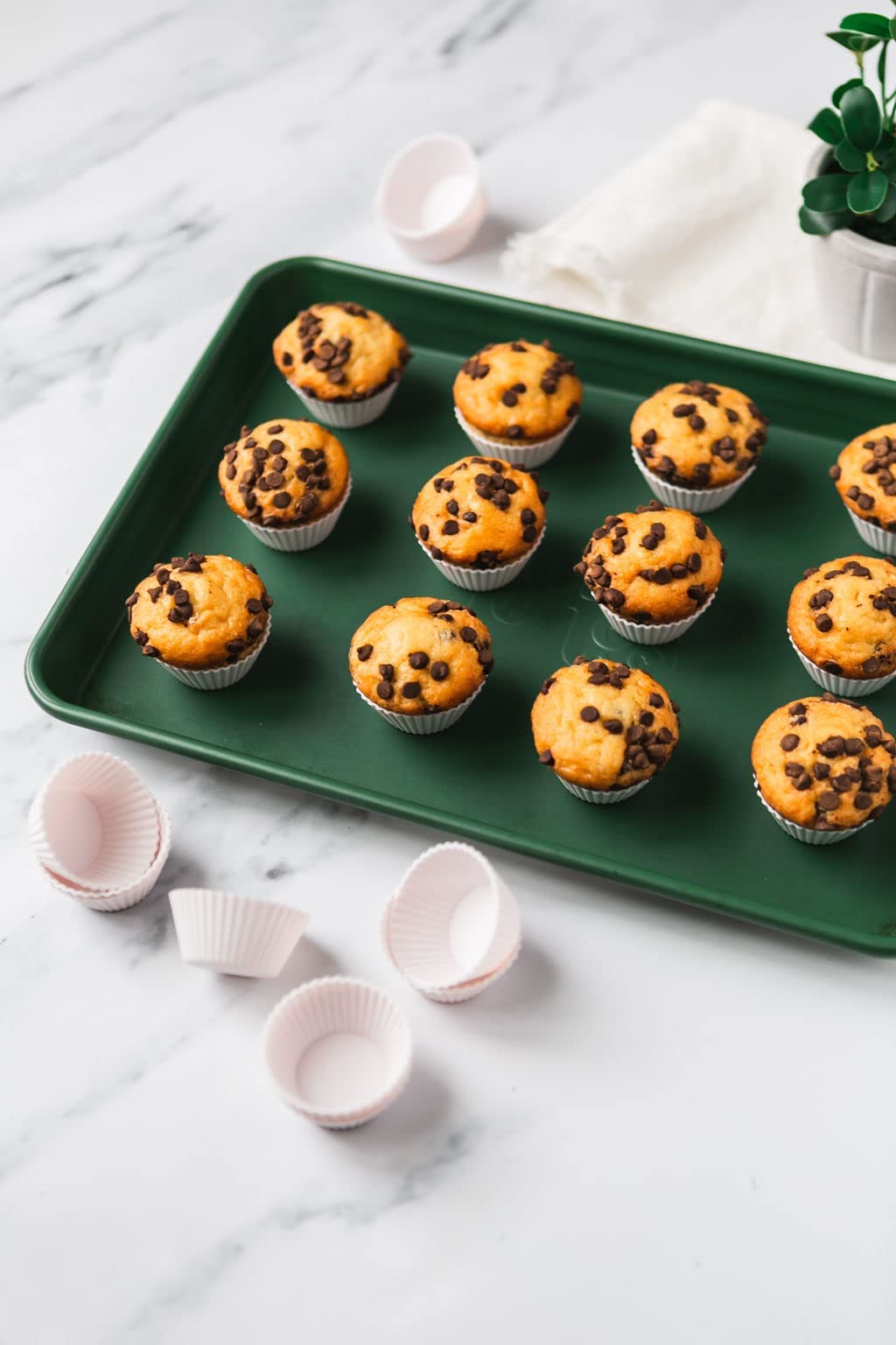 The Silicone Kitchen Reusable Silicone Baking Cups - Designer White, Non-Toxic, Bpa Free, Dishwasher Safe (Pack Of 24, Mini)