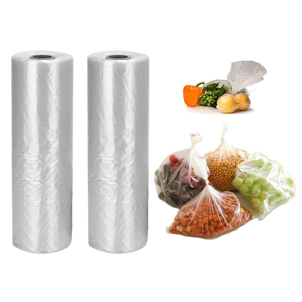 Alitamei 12 X 20 Inches Plastic Produce Bag,2 Rolls,350 Bags/Roll,Food Storage Bags,Clear Plastic Produce Bag,Suitable For Fruit