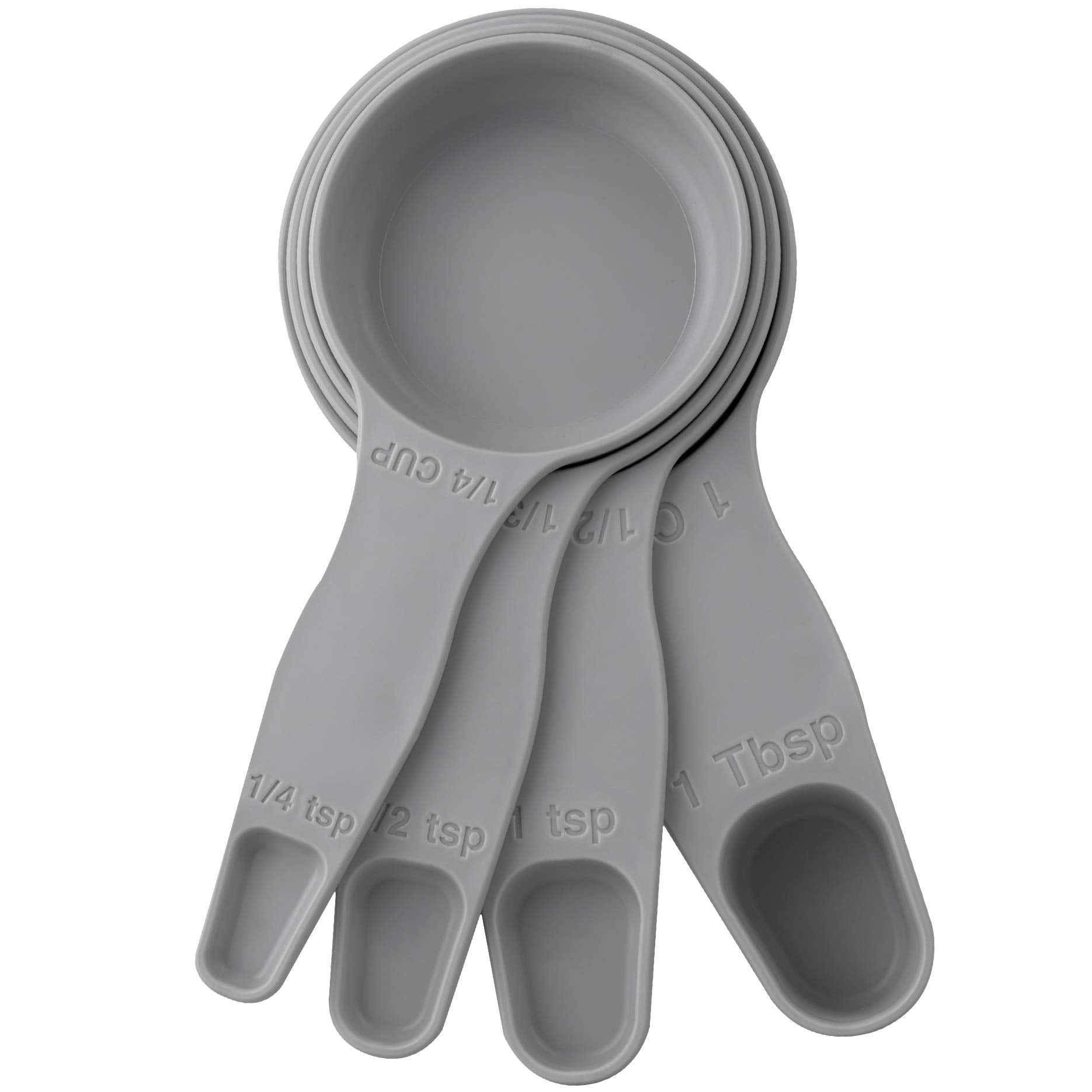Storage Theory 2 In 1 Measuring Cup And Spoon Set 4 Pcs Grey - Nesting Measuring Cups - Food Grade Material - Dishwasher Safe