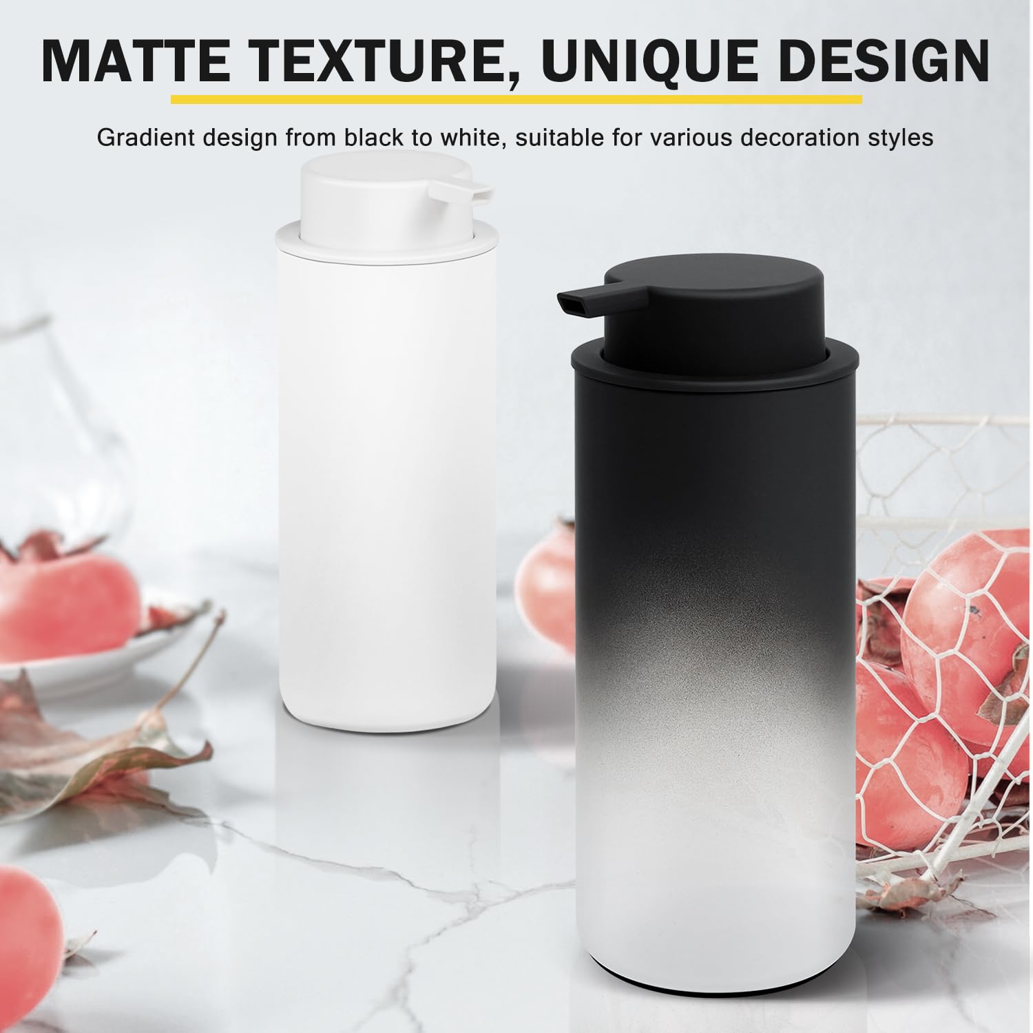 Foaming Soap Dispenser - 12 Oz Ceramic Soap Dispenser With Pump, Liquid Hand Soap Dispenser For Bathroom & Kitchen, Refillable L