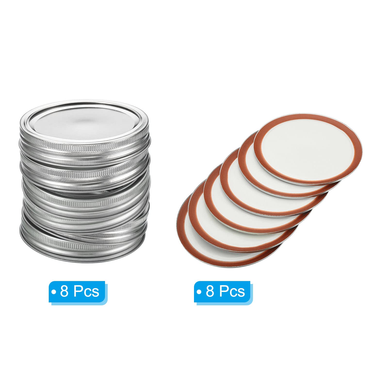 Patikil 86Mm Regular Mouth Iron Mason Jar Lids, 1Set/8 Pack Split-Type Canning Jars Caps For Kitchen Storage