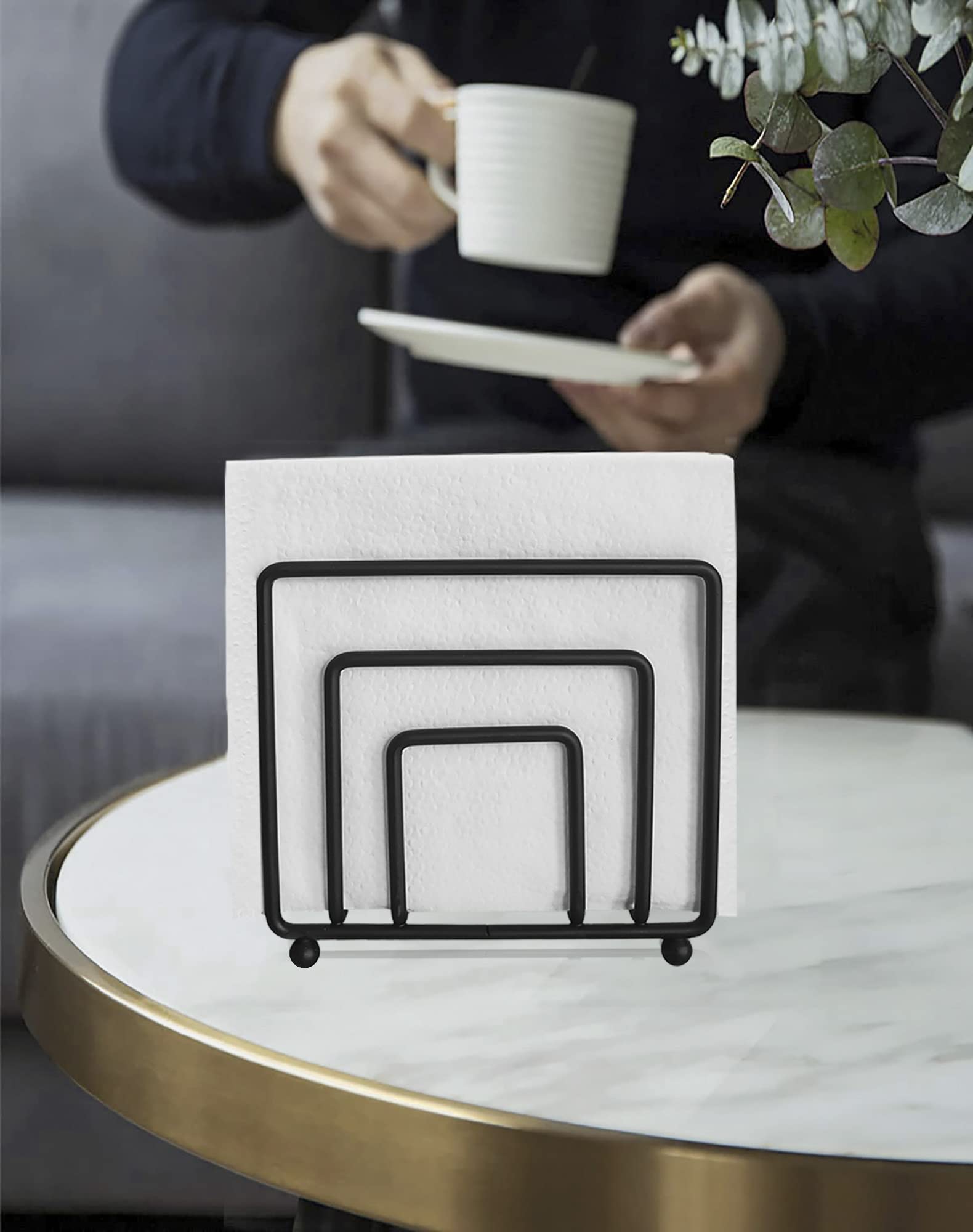 Napkin Holder Freestanding Metal Tabletop Tissue Dispenser for Tables  Dining  Kitchen  Restaurant  Picnic (Black)