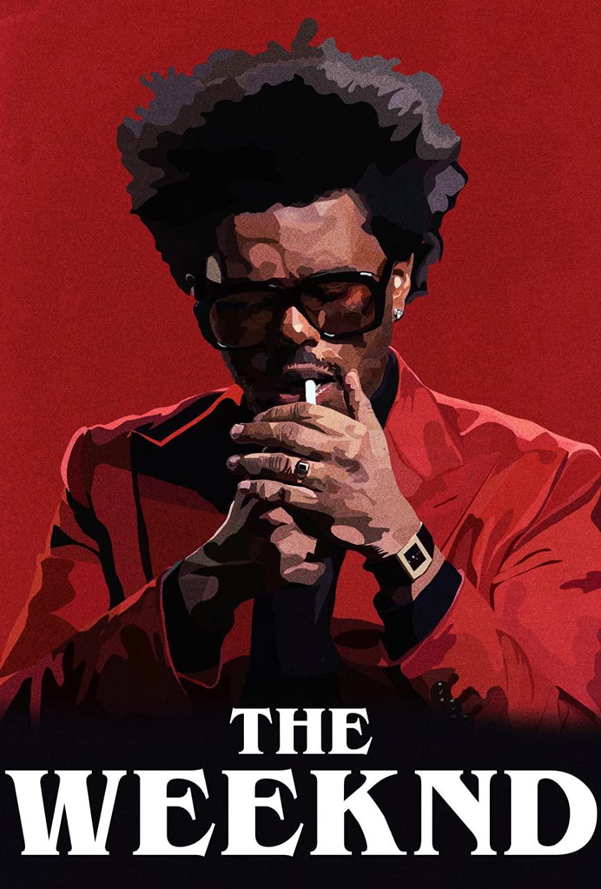 Bharat Udyog The Weeknd Poster - Red Background Music Artists Wall Sticker 300 Gsm Art Card Paper Print Artwork Printed (13X19 I