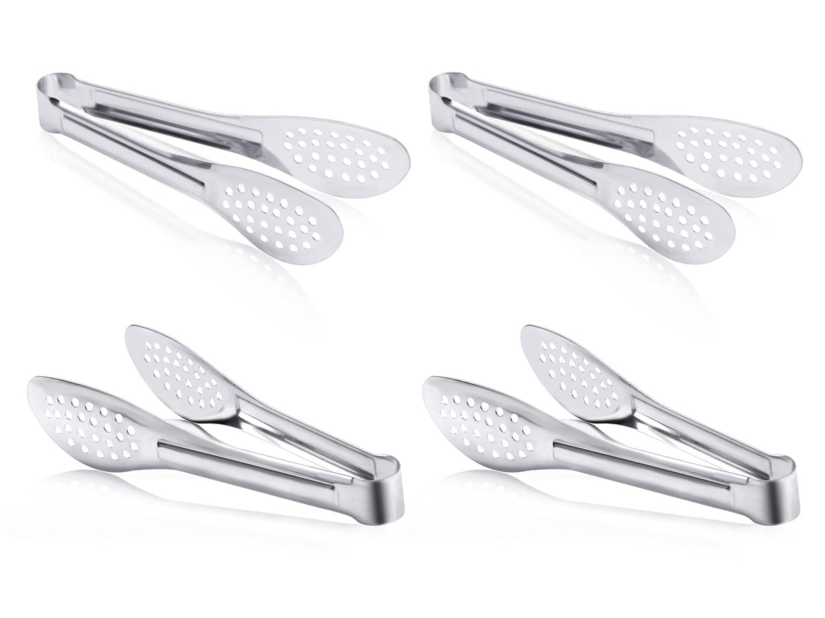 4 Pack Buffet Tongs, Stainless Steel Serving Tongs Metal Small Tongs Serving Utensils