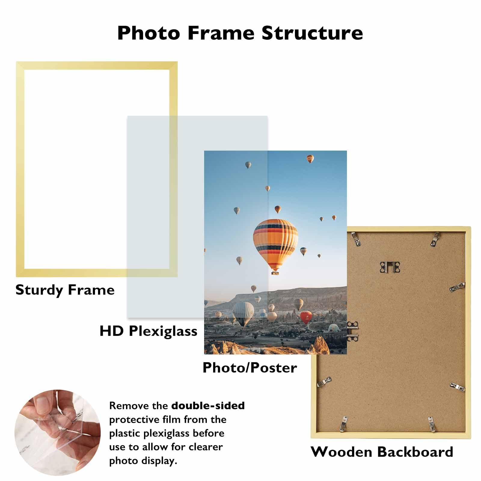 JCJMY 19x27 Picture Frame Gold for Poster Photo Picture, Horizontal and Vertical Formats for Wall Hanging, 19 x 27 Wall Gallery