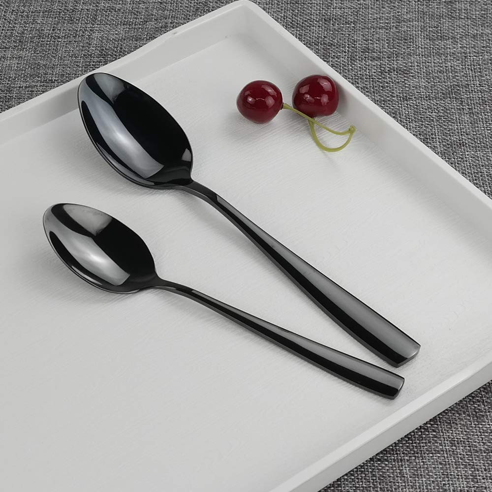 Teyyvn Stainless Steel Black Cutlery Set, 40-Piece Flatware Silverware Set, Service For 8