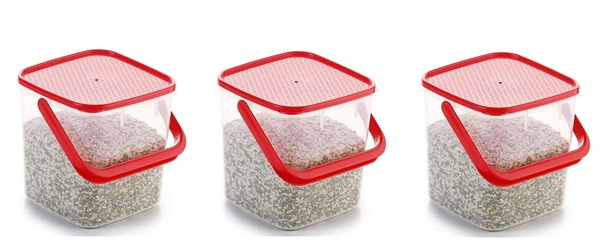 Ultrazon Kitchen Plastic Storage Container Set Square Storage Container For Rice, Flour, Food Grain, Kitchen Storage Air Tight C