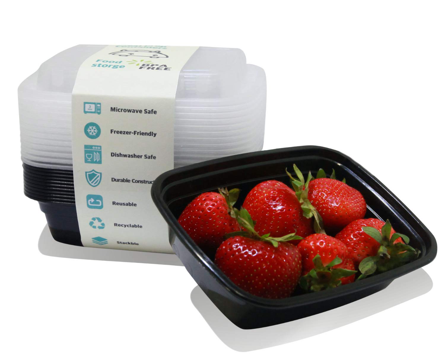 Partyhippo Small Meal Prep Containers Single Lids, 12 Oz 12-Pack, Food Storage Bento Bpa Free | Stackable | Reusable Lunch Boxes