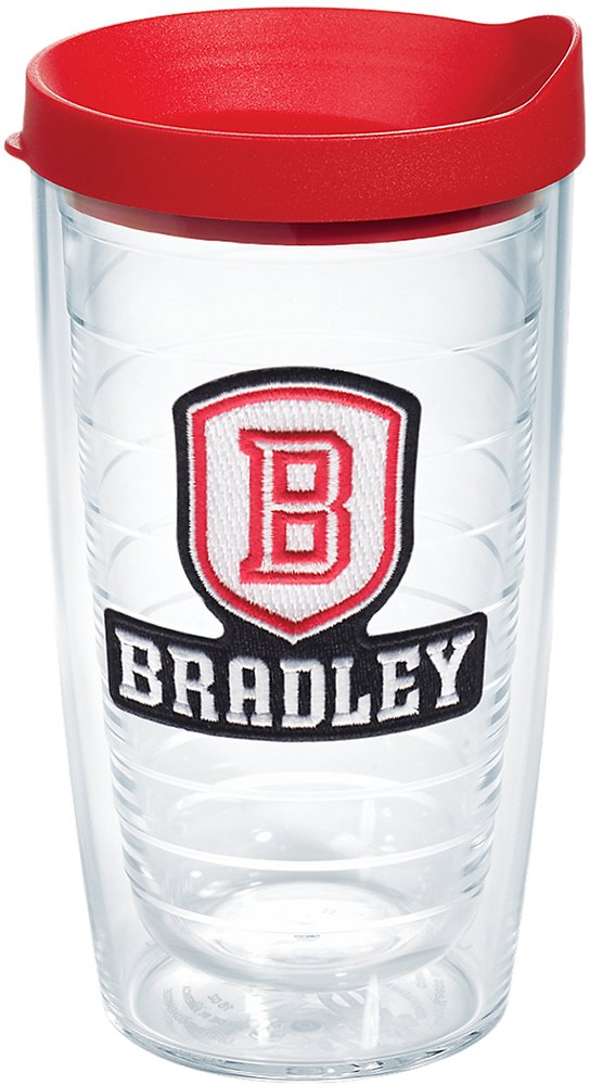 Tervis Bradley University Braves B Tumbler with Emblem and Red Lid 16oz, Clear