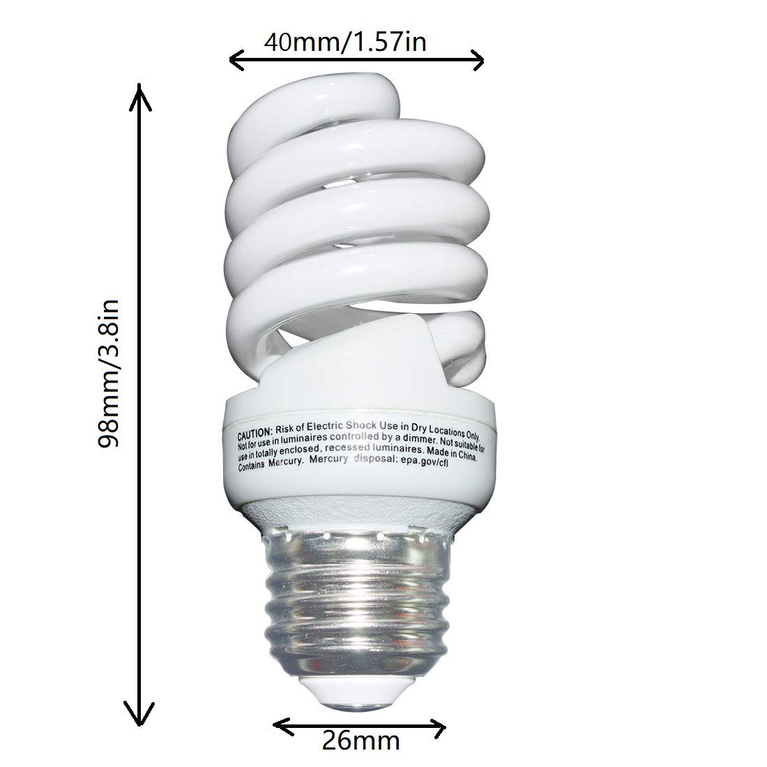 UNITEDLUX 13W CFL Light Bulb, 60W Equivalent, Soft White 2700K, 1040LM, Medium Base, 2 Pack, Glass