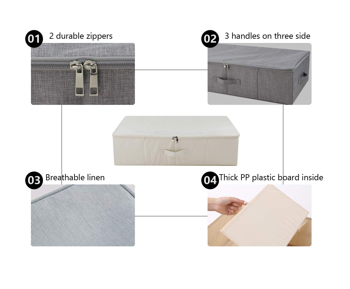 iwill CREATE PRO Underbed Storage Cube with Lid, Underbed Shoe Organizer Basket, Garment Storage Boxes, Beige