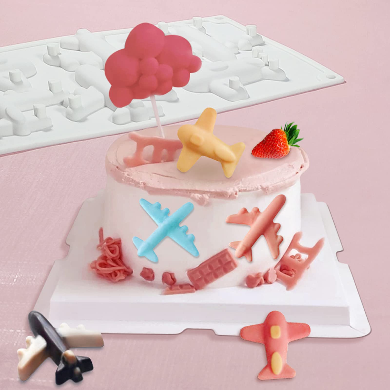 Airplane Fondant Silicone Molds, Diy Chocolate Cake Decorating Molds, Airplane Candy Ice Cube Tray Tool, Reusable, Baking Mousse