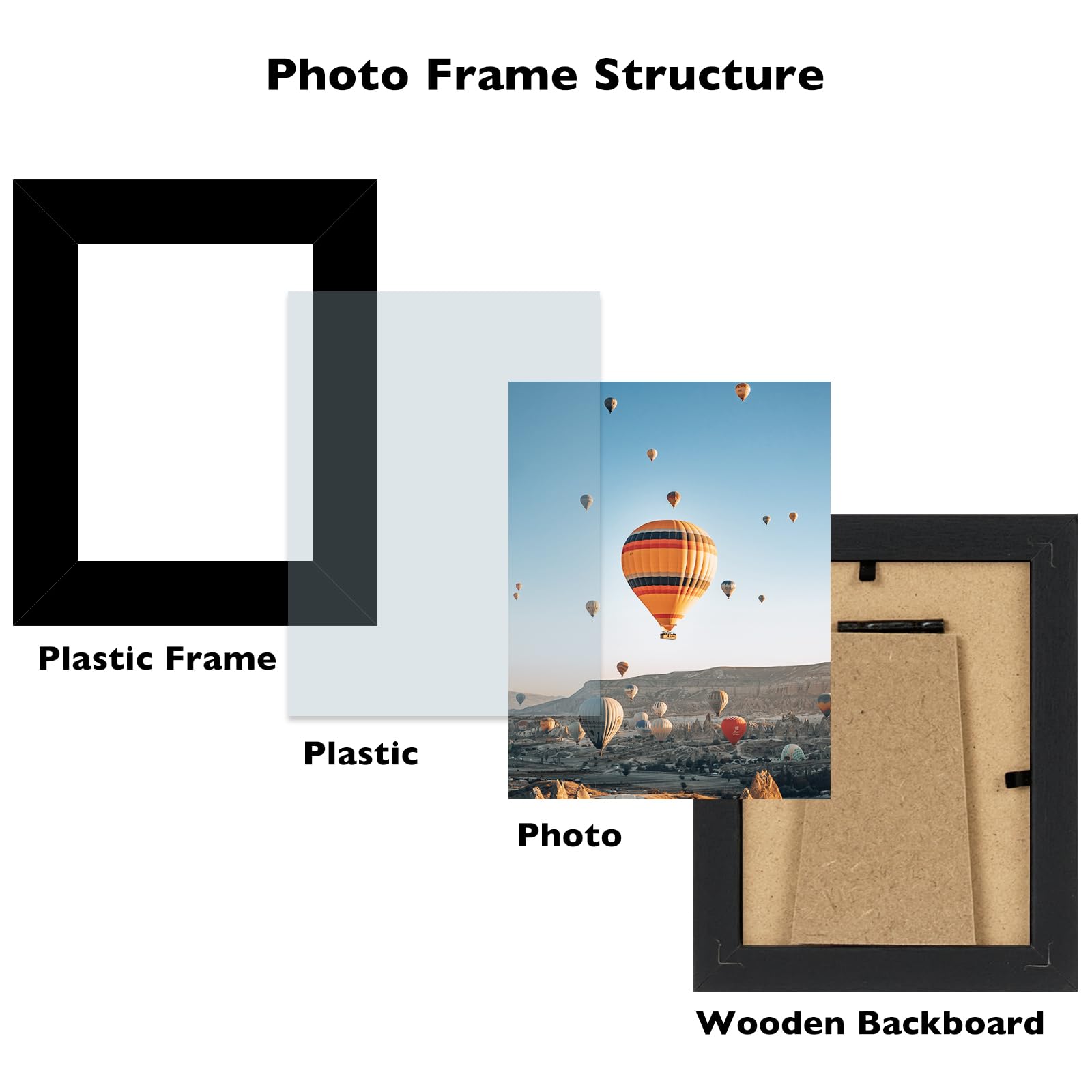 JCJMY 3x4 Picture Frame Set of 4 for Tabletop or Wall, 3 x 4 Wall Gallery Poster Photo Frame with Shatter Resistant Plexiglass,