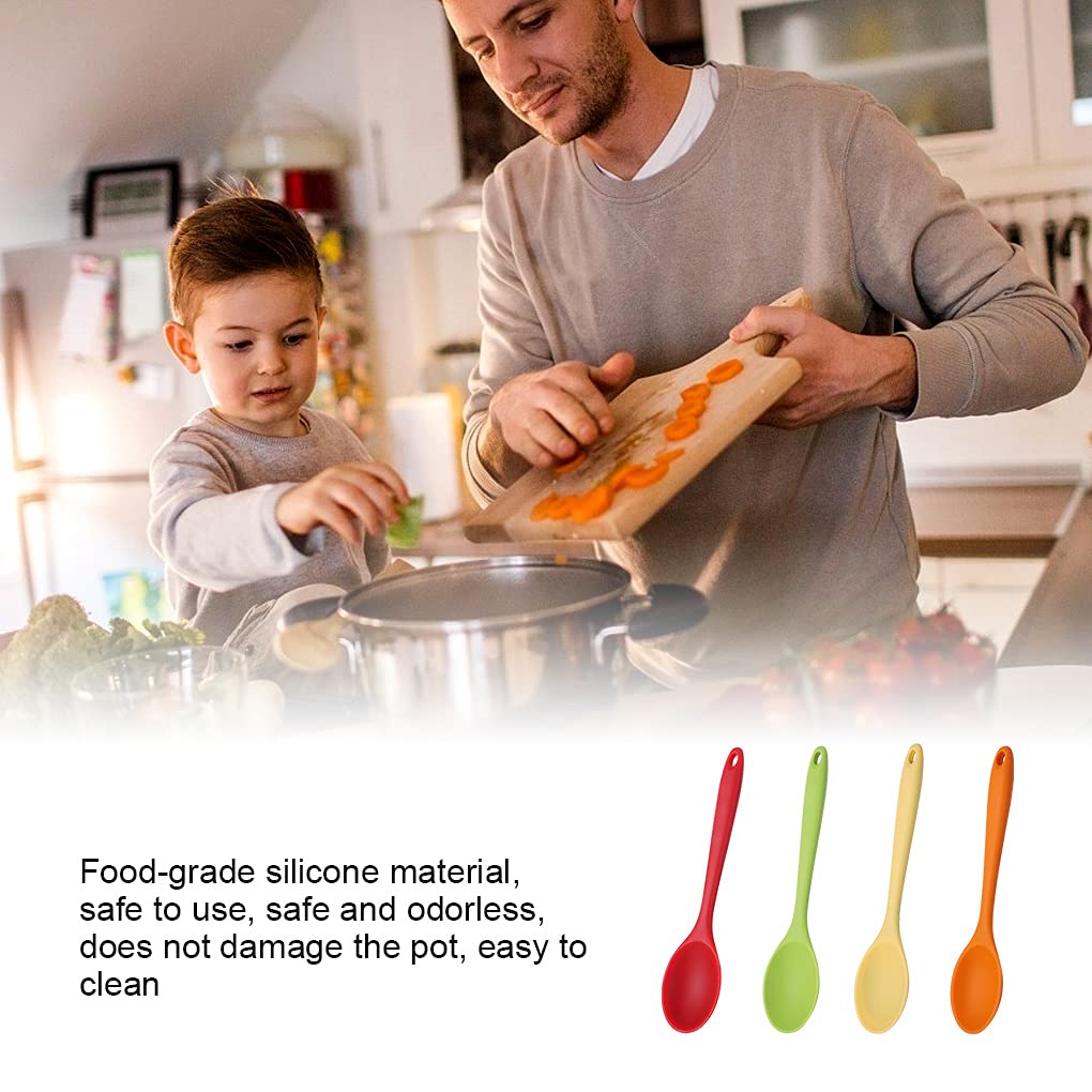 4 Pieces Silicone Spoons For Cooking, Large Silicone Mixing Spoon Set, Nonstick Heat-Resistant Cooking Spoons, 4 Colors Kitchen
