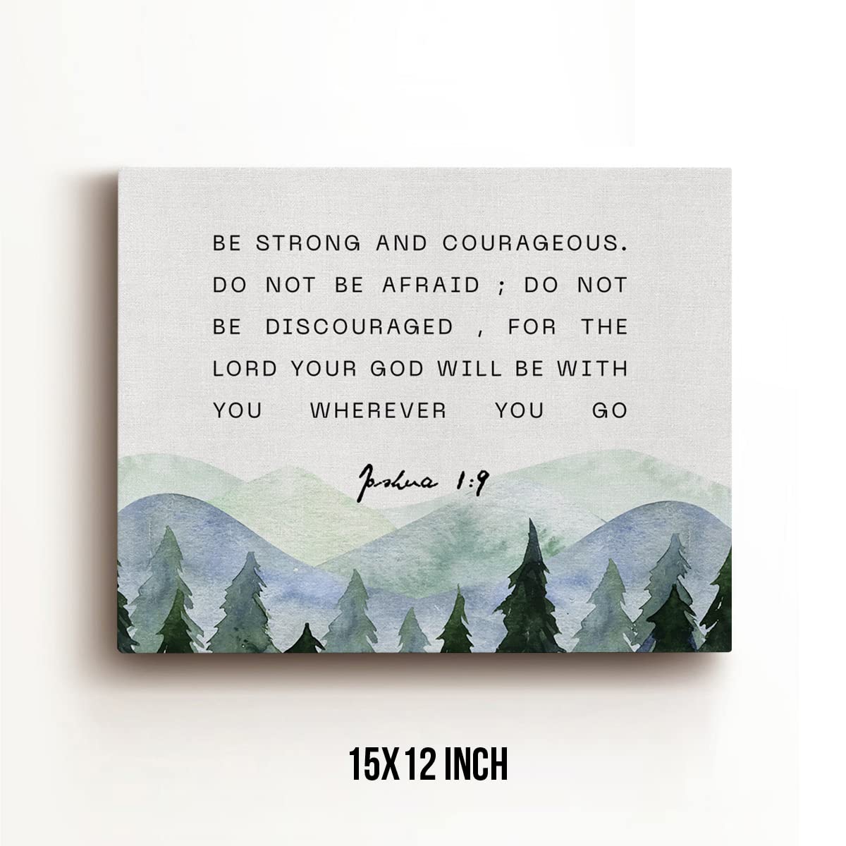 TSUYAWU Canvas Wall Art - Inspirational Bible Verses, 15x11.5 inches, Joshua 1:9, Framed Christian Decor, Ready to Hang, Color SH8