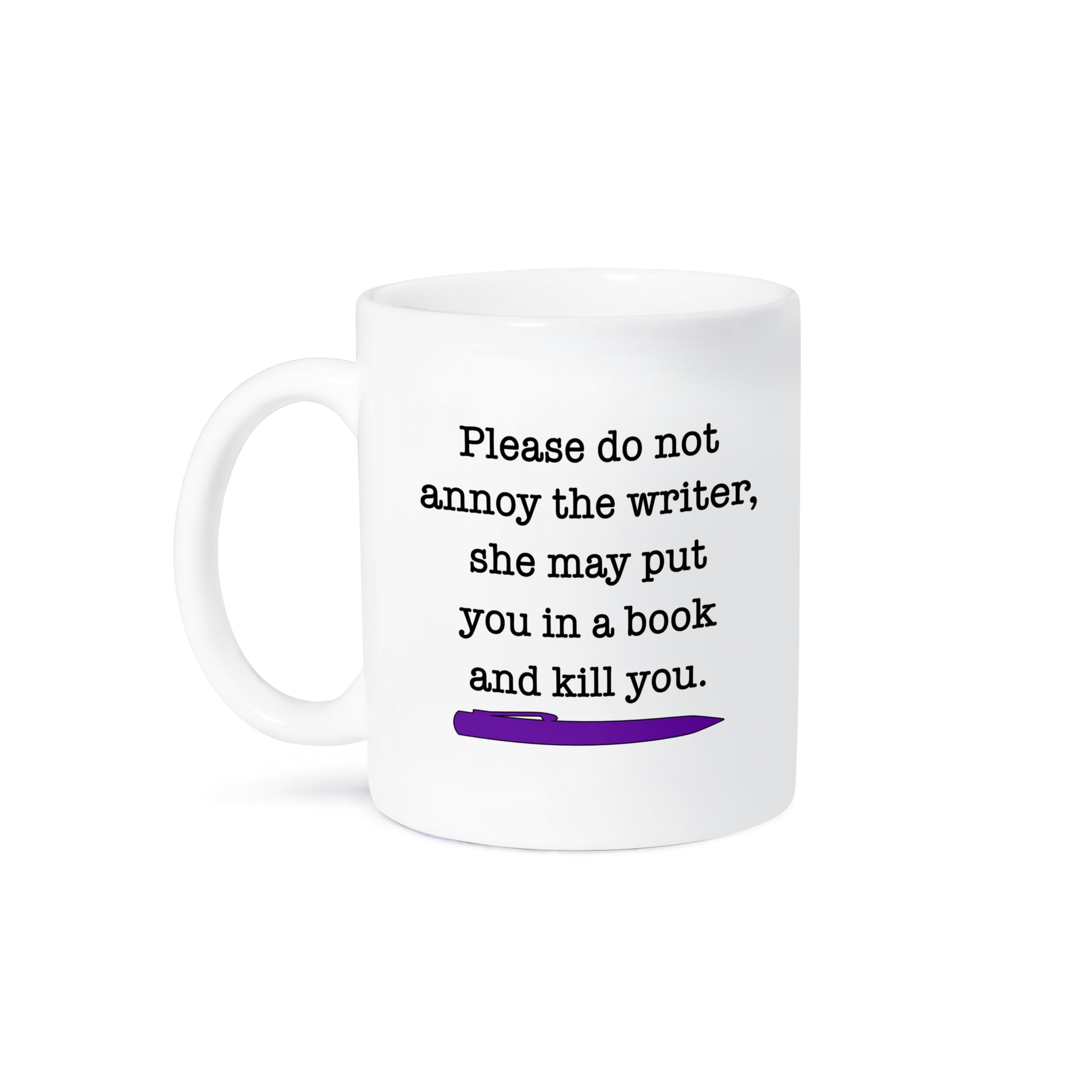3dRose Please Do Not Annoy The Writer Green Ceramic Mug, 11 oz, Purple
