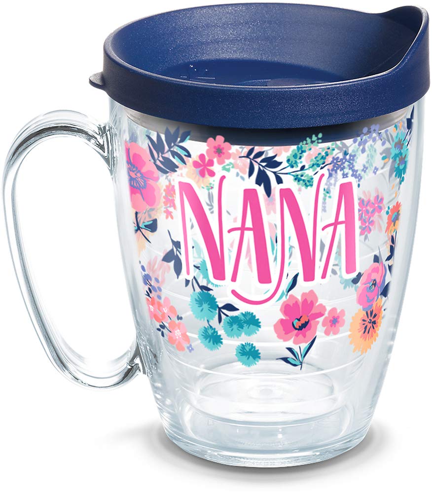 Tervis Made in USA Double Walled Dainty Floral Mothers Day Insulated Tumbler Cup Keeps Drinks Cold & Hot, 16oz Mug, Nana