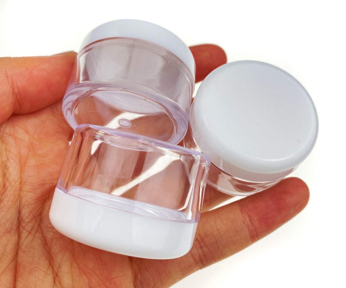 Plastic Transpatent 15G Sample Empty Container Jars Round Pot White Screw Cap Lid Small Tiny Bottle For Cosmetic Make Up Eye Sha