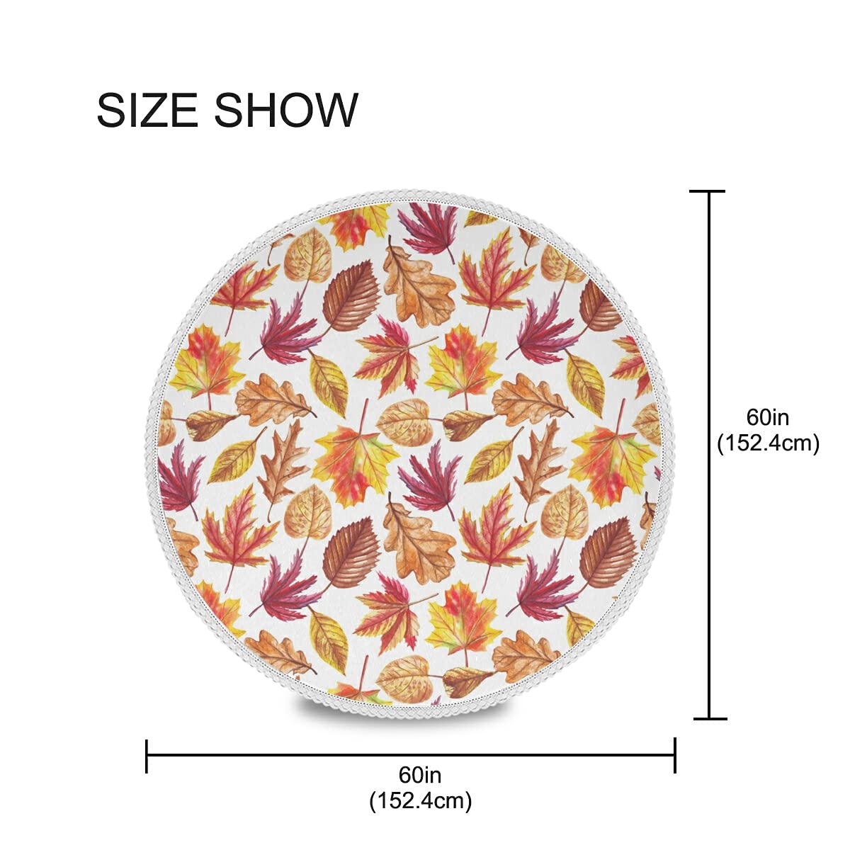 Kcldeci Autumn Fall Round Tablecloth Washable Polyester Table Cloth Fall Maple Leaf Pumpkin Decorative Table Cover For Wedding P