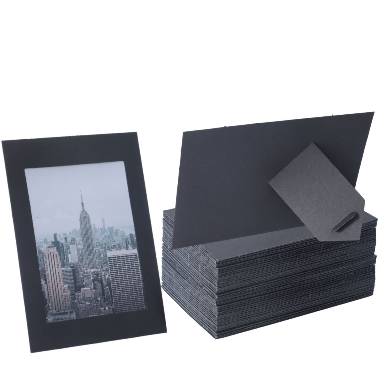 Litpoetic 100 Pack Standing Paper Picture Frames 4x6,Cardboard Photo Frame with Easel,Paper Photo Frame Cards,Gallery Frames Bul