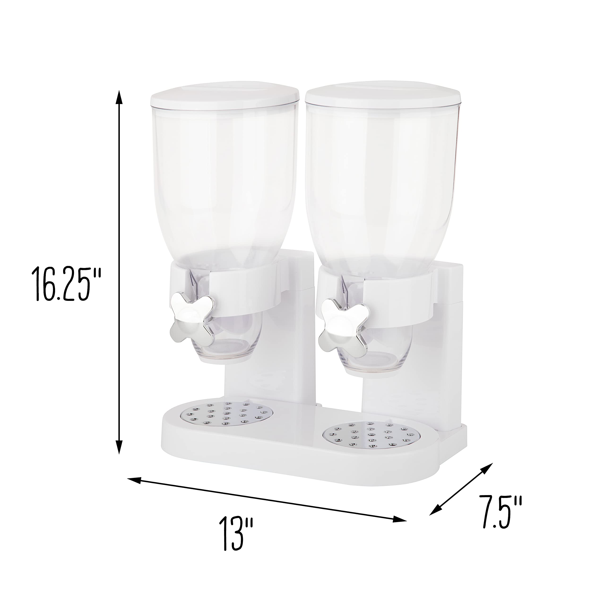 Zevro /Gat201C Indispensable Dry Food Dispenser, Dual Control, White/Chrome
