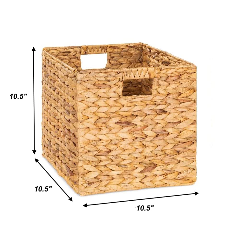M4Decor 10.5 X 10.5In Storage Cube, Wicker Storage Baskets For Shelves, Water Hyacinth Storage Baskets, Wicker Storage Basket Fo