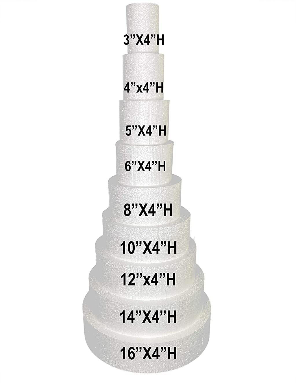 Round Smooth Foam Cake Dummies For Decorating And Wedding Display (4''X4''H)