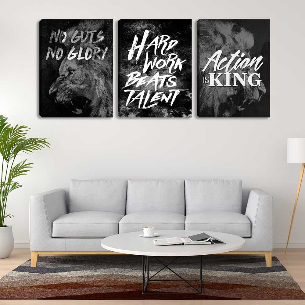 Black Office Wall Art Inspirational Canvas Wall Art Motivational Office Decor 3 Pieces Motivational Positive Quotes Wall Decor P