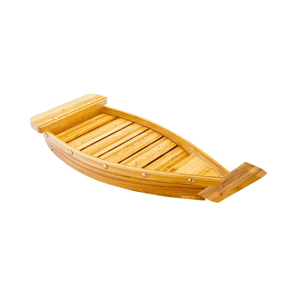 Restaurantware 17.3 Inch Sushi Boat Serving Tray 1 Durable Sushi Boat - Sturdy Easy To Clean Bamboo Sushi Wooden Boat Large For
