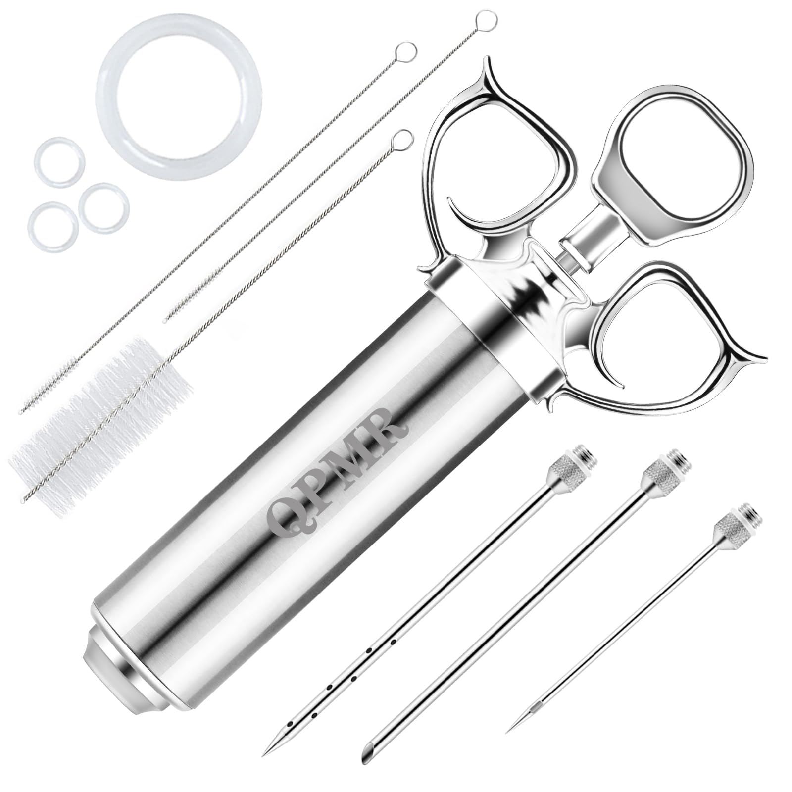 Qpmr Meat Injector Syringe Kit, 2-Oz Large Capacity Marinade Turkey Injector With 3Pcs Stainless Steel Marinade Injector Needles