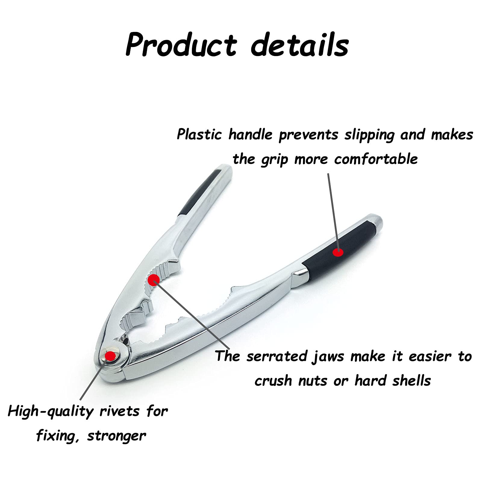 Wafjamf Nut Crackers Heavy Duty Walnut Cracker Plier Opener,Seafood Tool,Non-Slip Handle