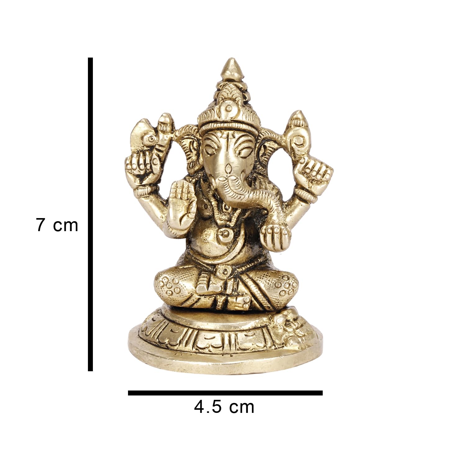 Platinum Brass- Pure Certified Brass Lord Ganesha 7Cm Idol For Home | Ganesh Murti | Unique Design For Desk, Car, And Home Decor
