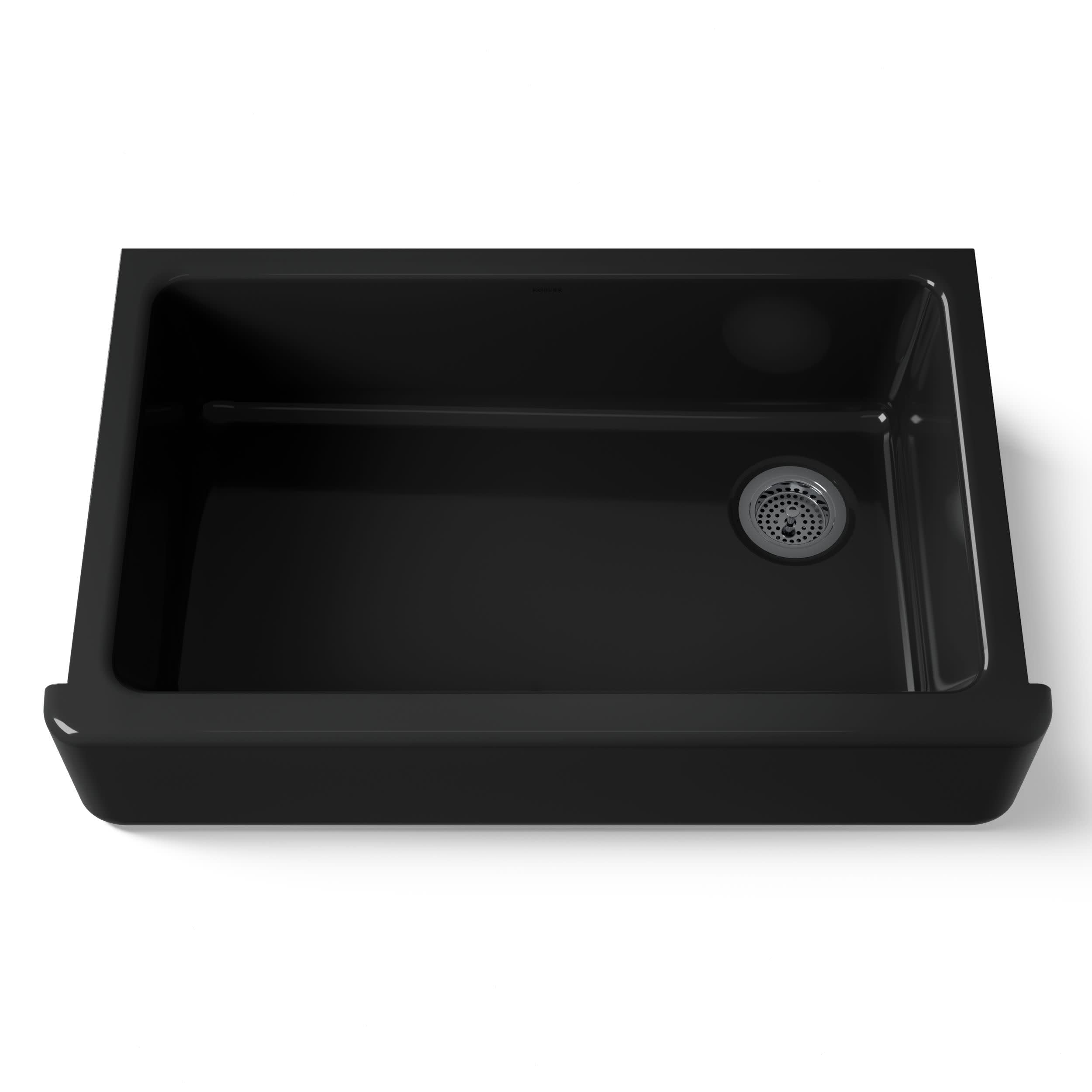 Kohler Whitehaven 35-3/4 Undermount Single-Bowl Farmhouse Kitchen Sink, Black, Enameled Cast Iron, Durable And Easy-To-Clean Des