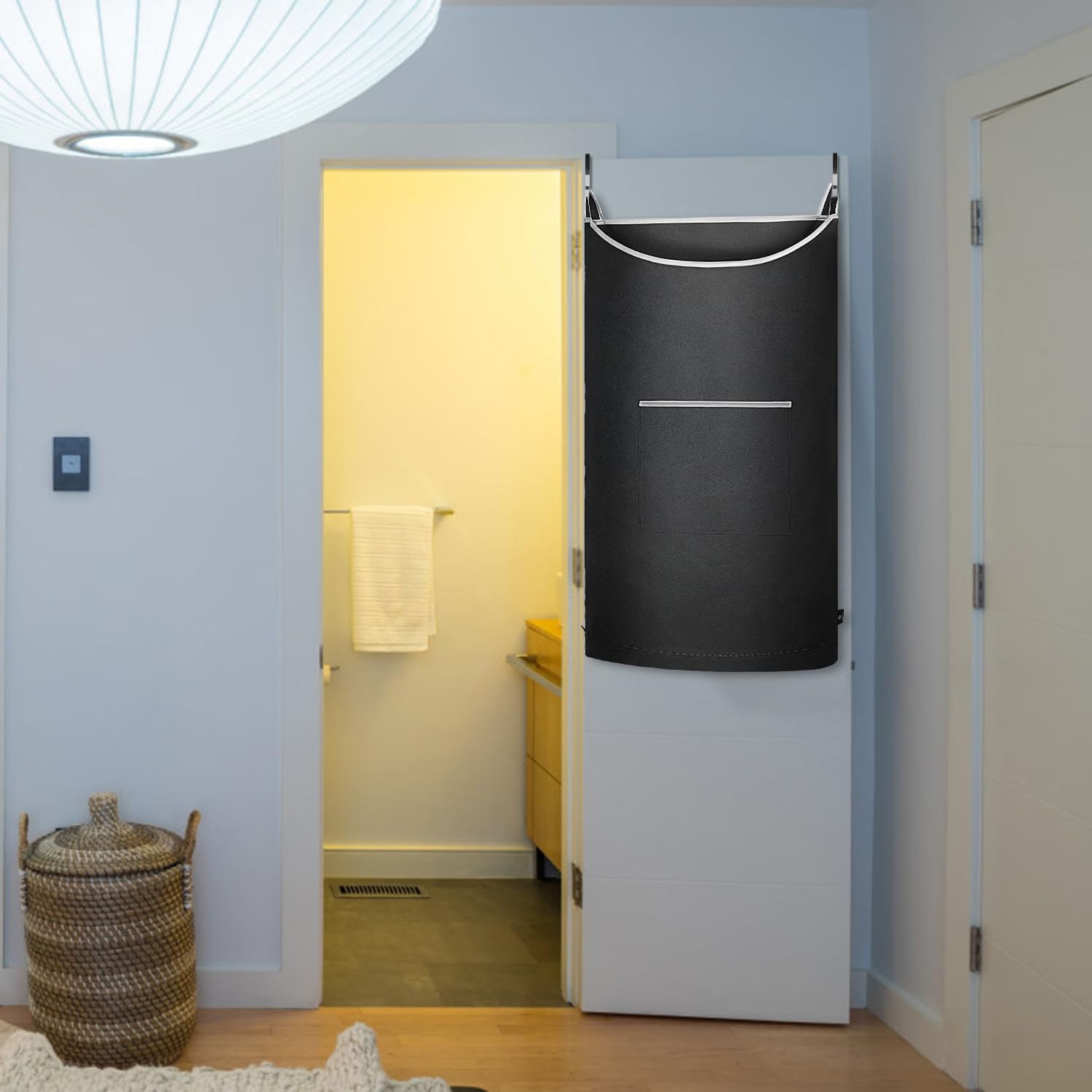Kingsuslay Xl Hanging Laundry Hamper, 2Pc-Black, Over Door/Wall Mount, Large Capacity, Modern Design, Durable, Waterproof