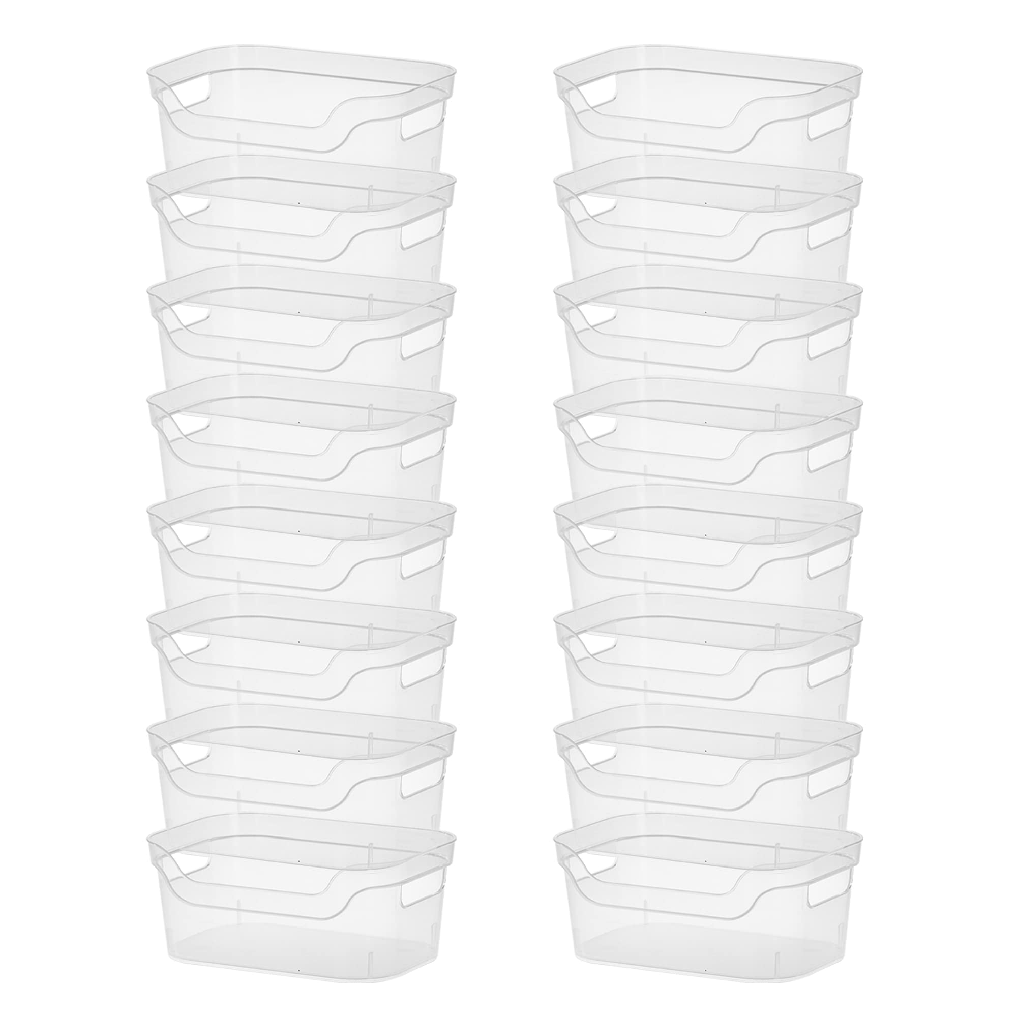 Sterilite 5.25X9.5X13 In Medium Polished Open Scoop Front Storage Bin W/ Comfortable Carry Through Handles For Household Organiz