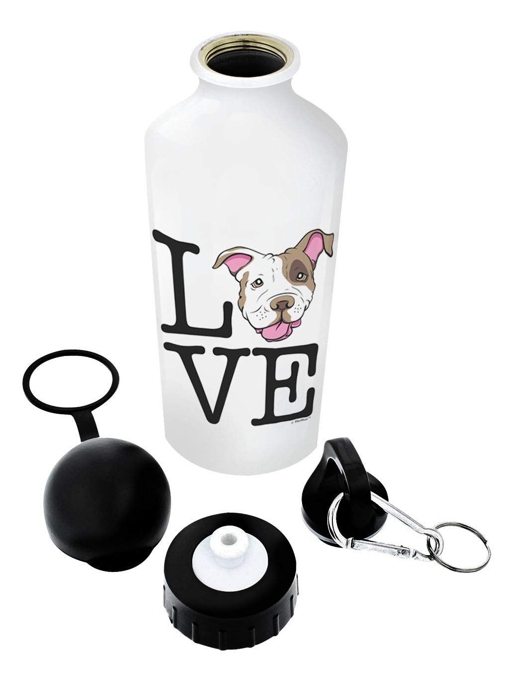 Pitbull Gifts Love Pitbull Water Bottle Dog Dad Gifts Aluminum Water Bottle With Cap & Sport Top White