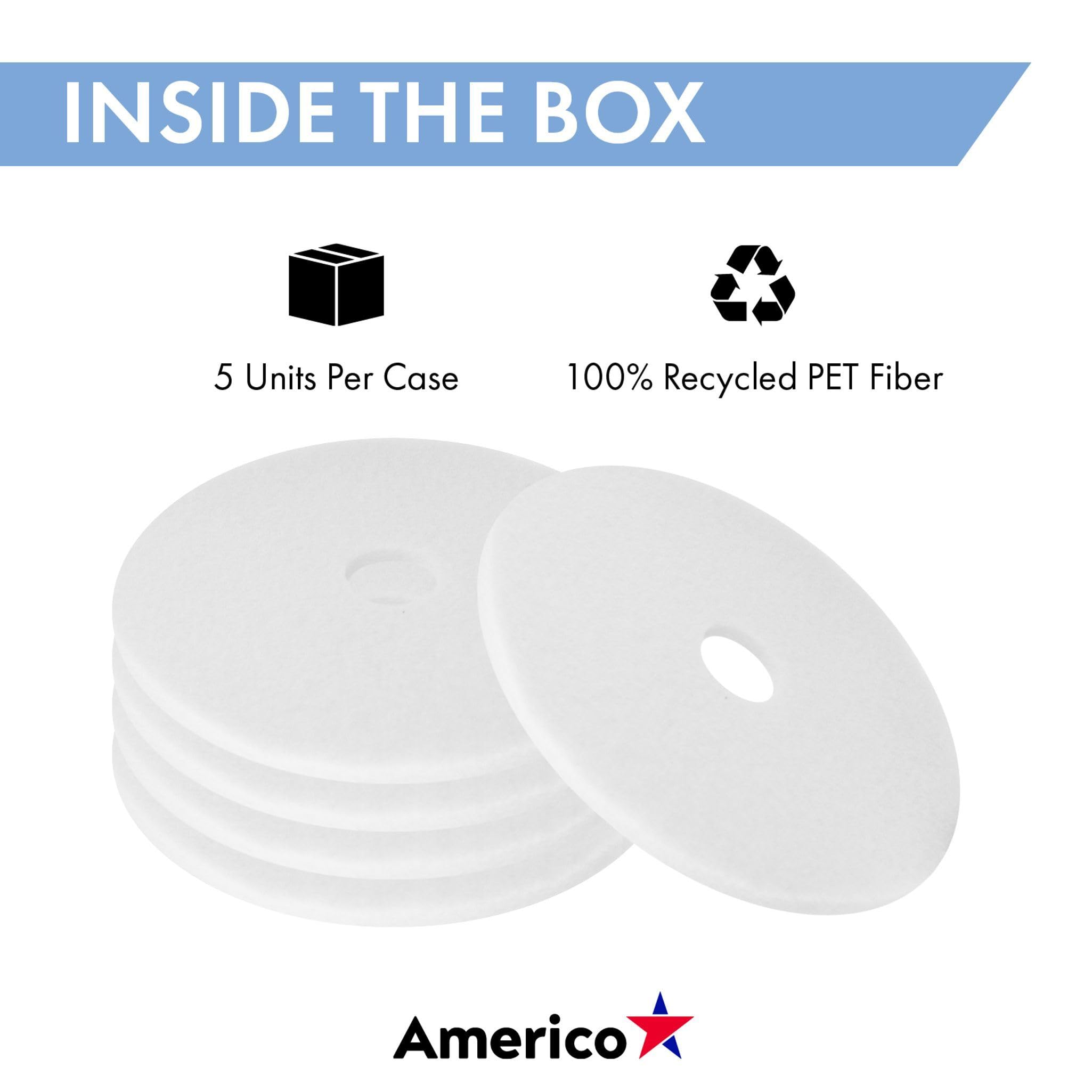Americo Polishing Pads, 17 '' Diameter, White, 5/Carton
