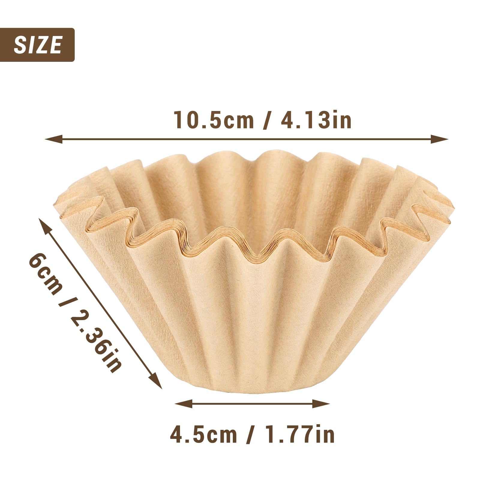 Eusoar 1-2 Cup Unbleached Coffee Filters, Pack Of 200 Disposable Natural Brown Paper Basket Filters, For Small Basket Style Sing