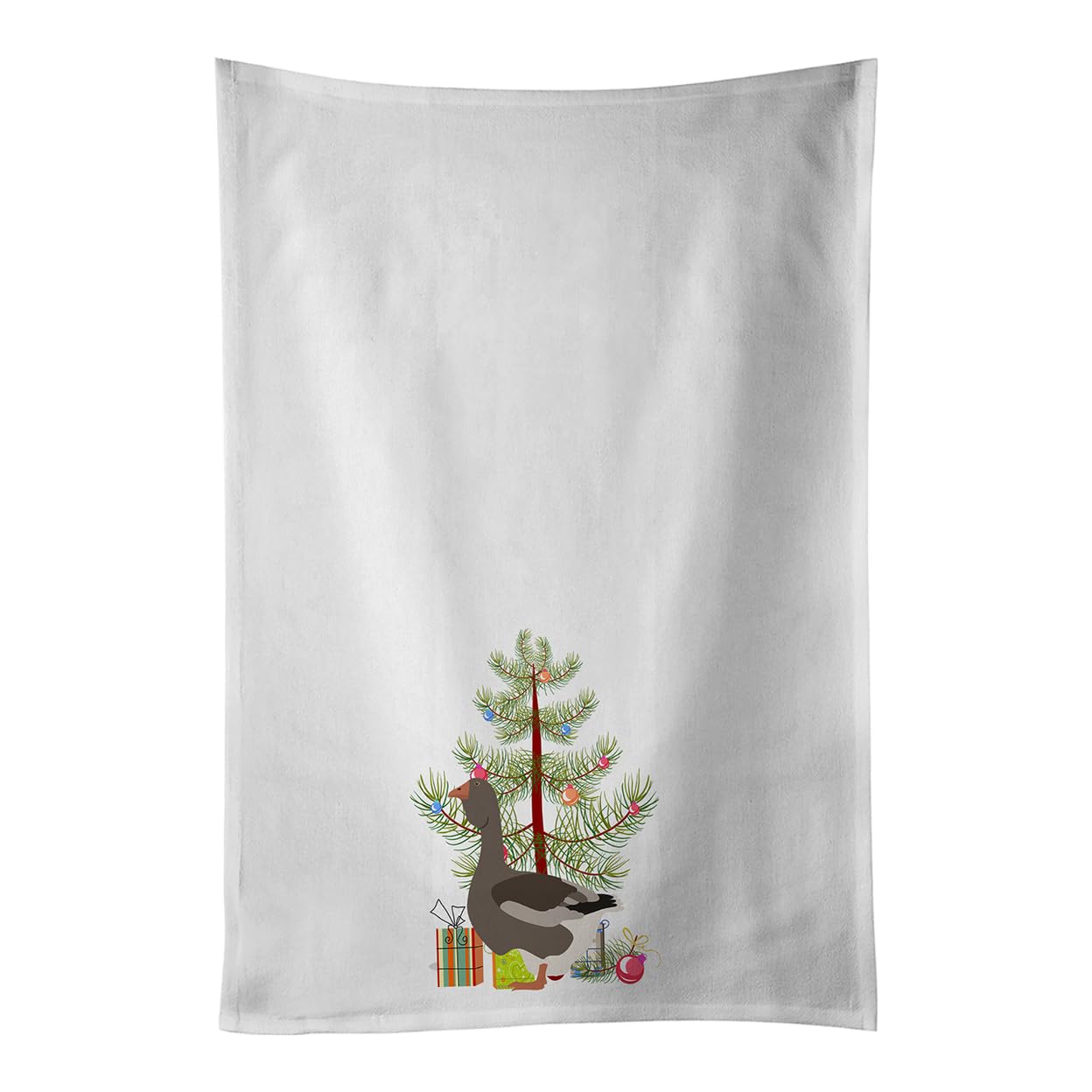 Toulouse Goose Christmas White Kitchen Towel Set of 2